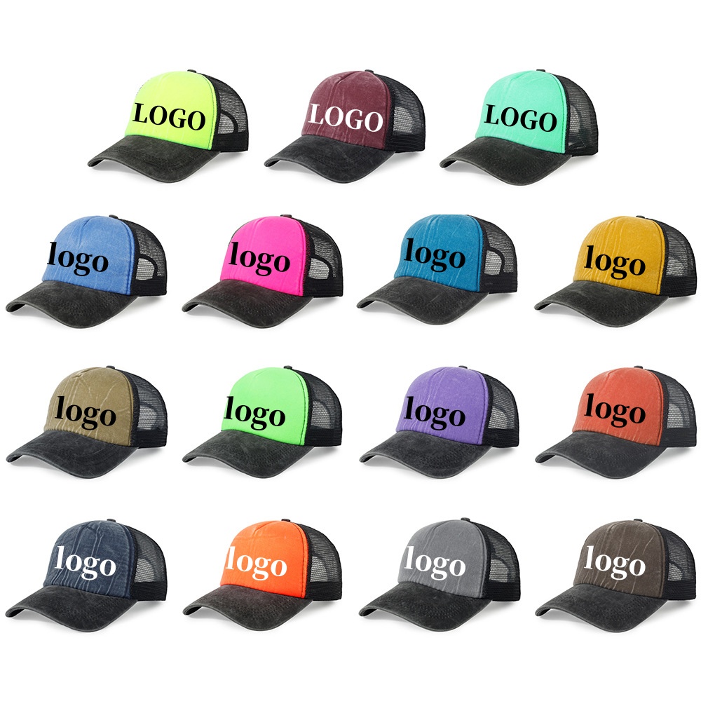 Embroidery Logo - Mesh Washed Foam Baseball Caps Men