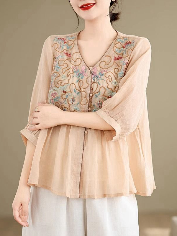 Embroidery Cardigan - Letnia nowa, bogato haftowana, damska, luźna,