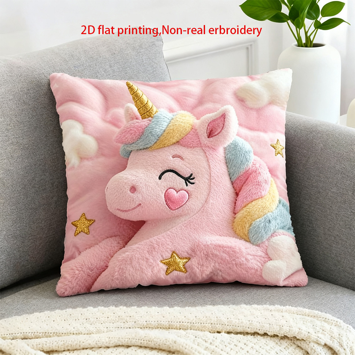 Embroidery Unicorn - Poszewki na poduszki VIKAMA z imitacją