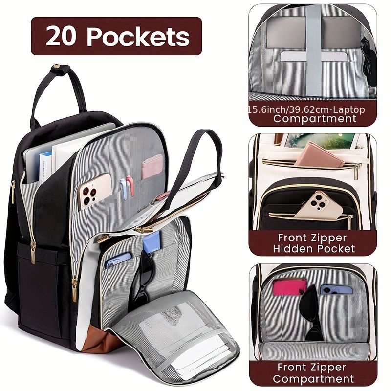 Embroidery Computer - Damski dwukolorowy plecak na laptopa, wodoodporna,