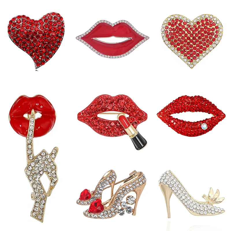Embroidery Lips - 1 szt. Broszka Usta KRÓLOWEJ dla
