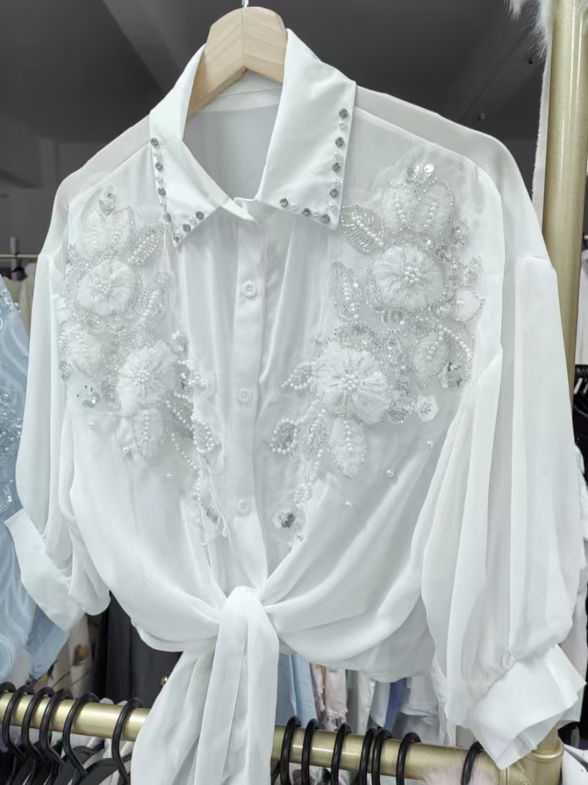 Embroidery Cardigan - Odzież uliczna, letnie koszulki z filtrem