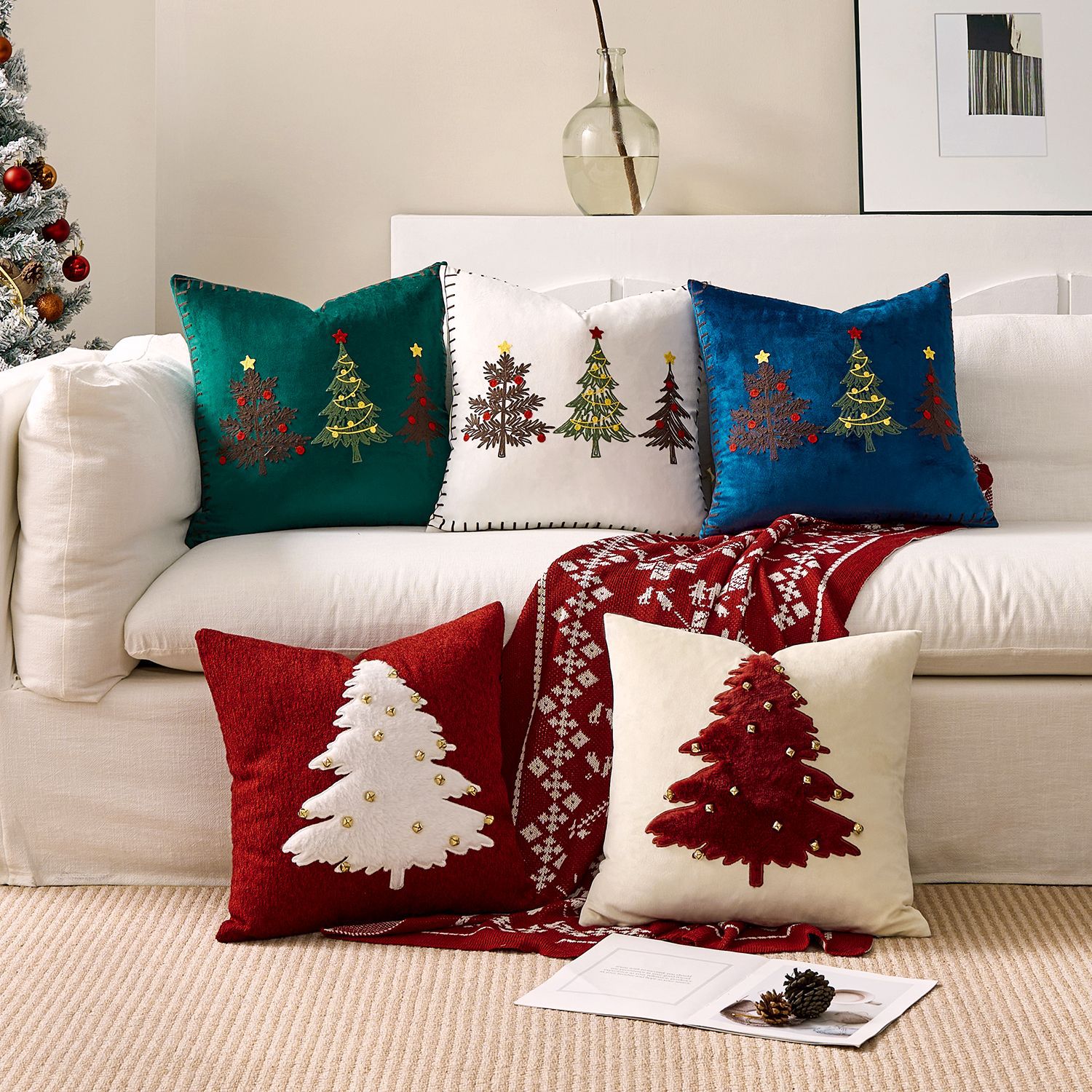Embroidery Xmas Decorations - 1 szt. Poszewka na poduszkę z