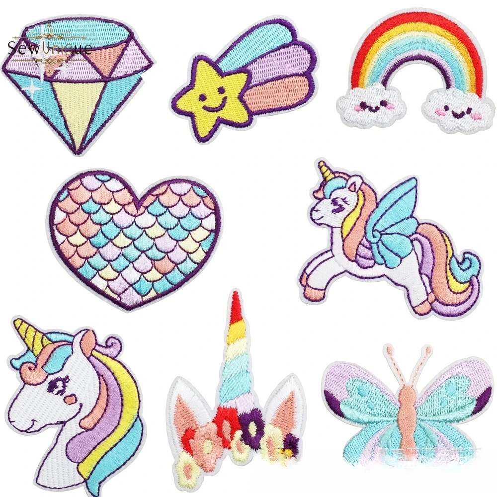 Embroidery Unicorn - Jednorożec Corolla haftowana naklejka na tkaninę