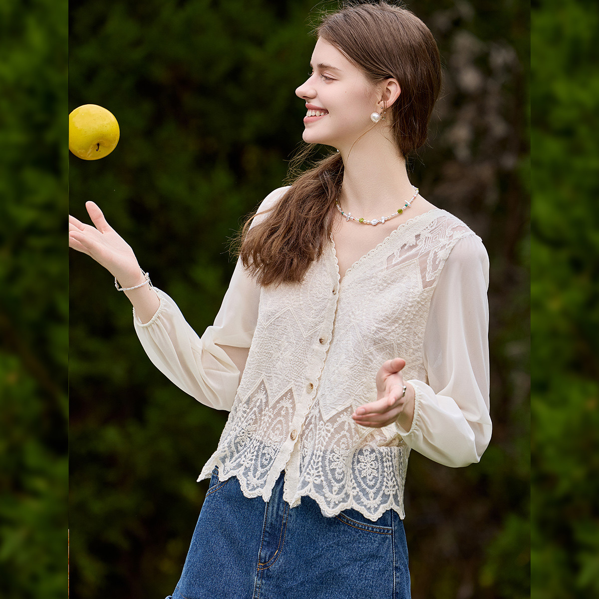 LOUIS YAO Słodki Koronkowy Kar – Embroidery Cardigan recenzja i cena